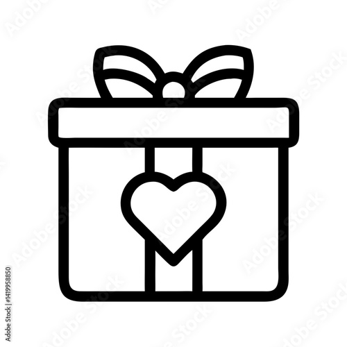 Gift Box with Heart Icon Representing Wedding Gift and Celebration