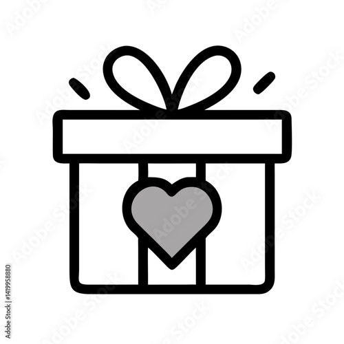 Gift Box with Heart Icon Representing Wedding Gift and Celebration