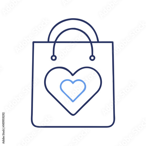 Heart Gift Bag Icon Representing Wedding Favor and Romantic Gift