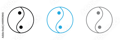 Yin Yang symbol of balance and harmony. Yin-Yang set of flat simple vector icons collection for web and apps .Vector Illustration .EPS 10 . 