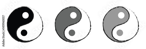 Yin Yang symbol of balance and harmony. Yin-Yang set of flat simple vector icons collection for web and apps .Vector Illustration .EPS 10 . 