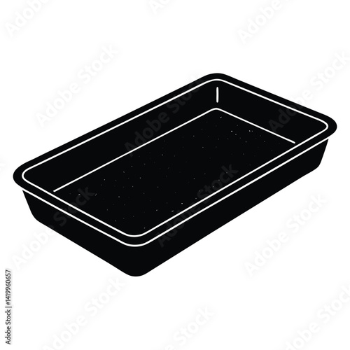 Isolated Black Vector baking tray WIith White Background