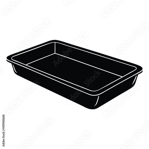 Isolated Black Vector baking tray WIith White Background