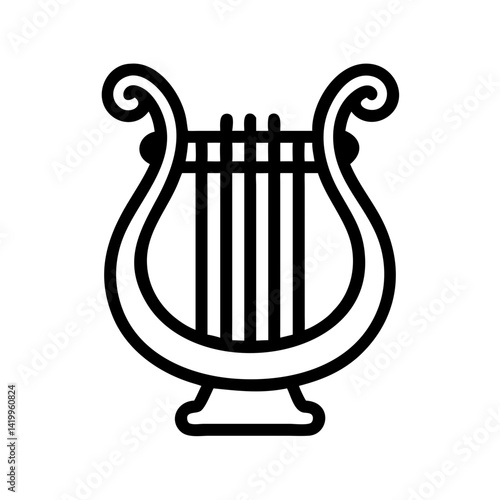 Lyre Icon Representing Ancient String Instrument for Classical Music and Historical Performance