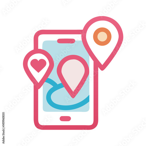 Love Location App Icon Representing Wedding Map and Venue Navigation