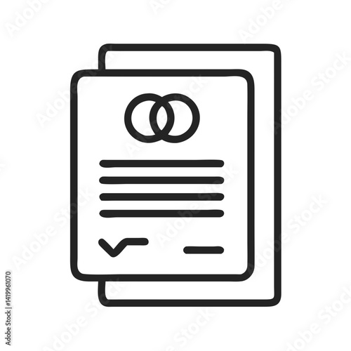 Marriage Document Icon Representing Wedding Certificate and Legal Marriage Agreement