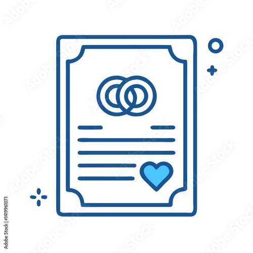 Marriage Document Icon Representing Wedding Certificate and Legal Marriage Agreement