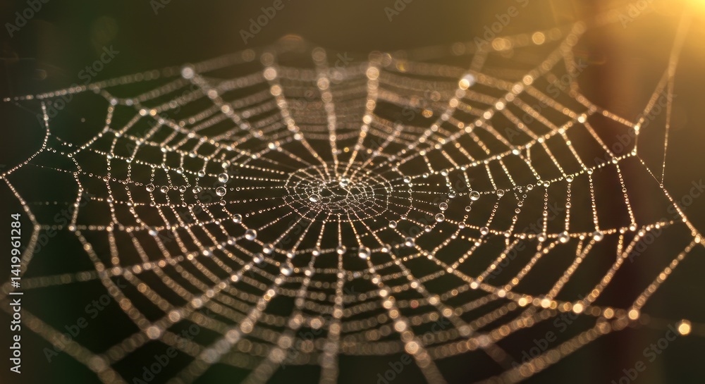 Obraz premium Spiderweb with Dewdrops - Photo