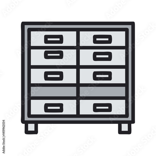 Multi-Drawer Cabinet Icon Representing Organized Storage and Functional Furniture