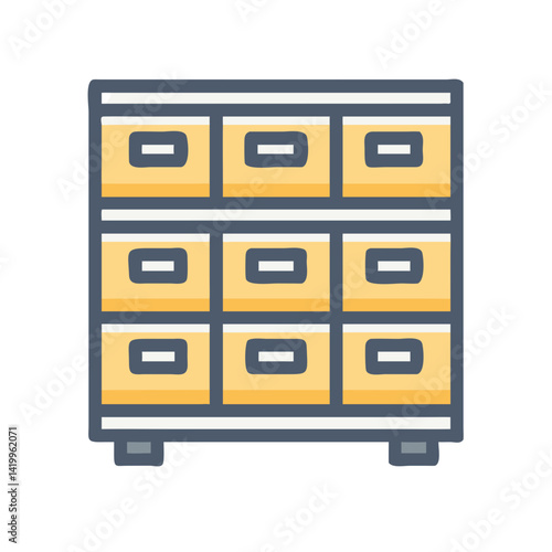Multi-Drawer Cabinet Icon Representing Organized Storage and Functional Furniture