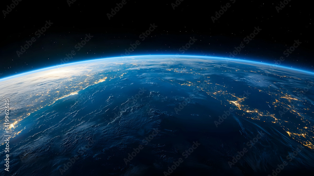 Obraz premium High Angle View Of Earth At Night