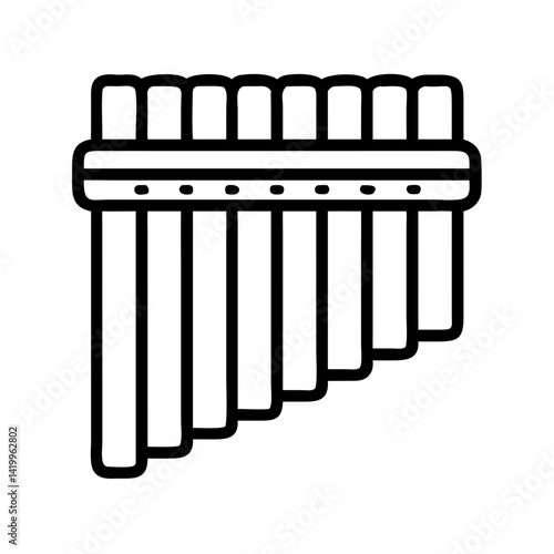 Pan Flute Icon Representing Wind Instrument for Traditional and Folk Music Performance