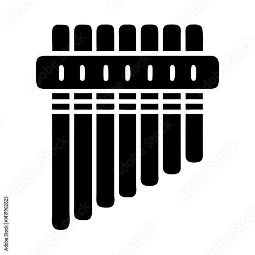 Pan Flute Icon Representing Wind Instrument for Traditional and Folk Music Performance