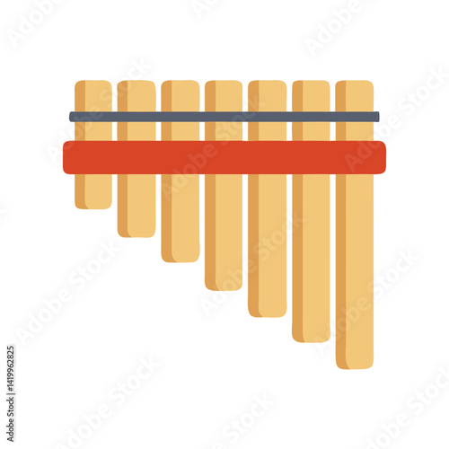 Pan Flute Icon Representing Wind Instrument for Traditional and Folk Music Performance