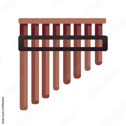 Pan Flute Icon Representing Wind Instrument for Traditional and Folk Music Performance