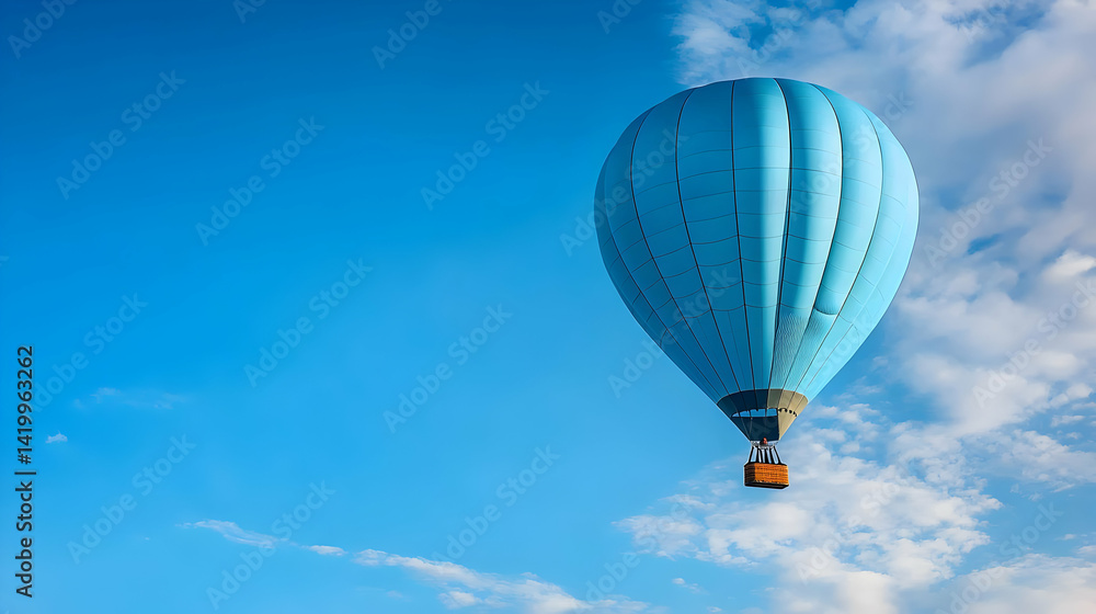 Fototapeta premium Pastel Blue Hot Air Balloon Against A Clear Sky