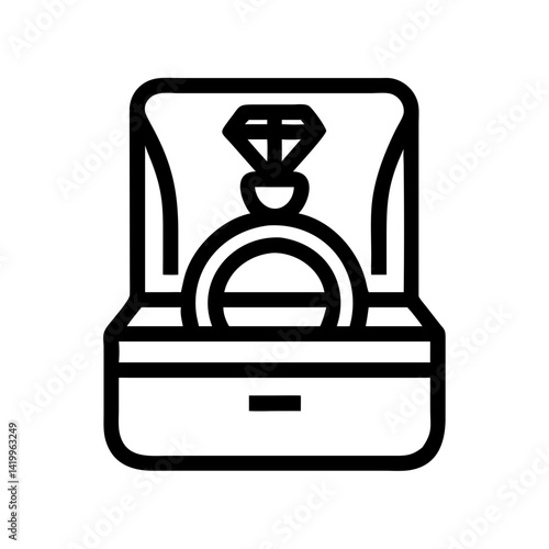 Ring Box Icon Representing Engagement or Wedding Proposal and Romantic Commitment