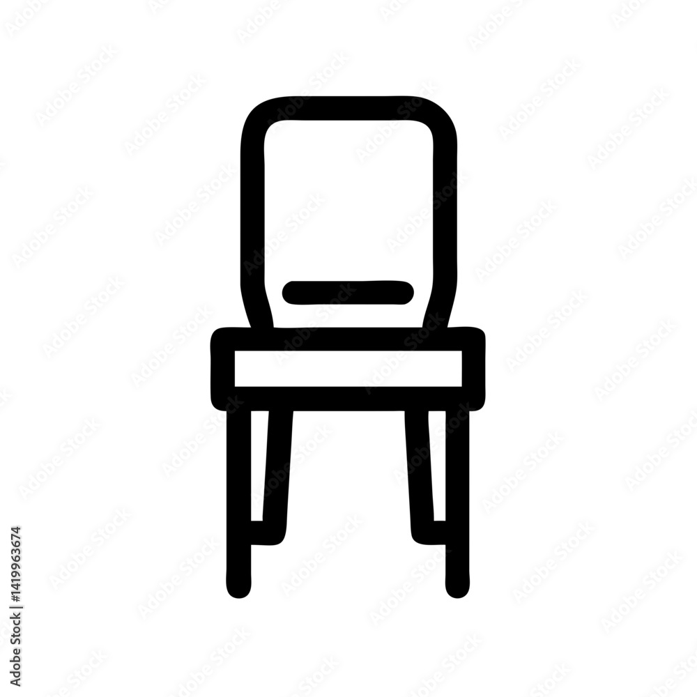 Simple Chair Icon Representing Dining or Office Seating Furniture for Interior Spaces Simple Chair Icon Representing Dining or Office Seating Furniture for Interior Spaces