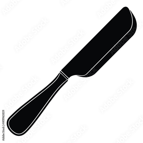 Isolated Black Vector butter knife WIith White Background