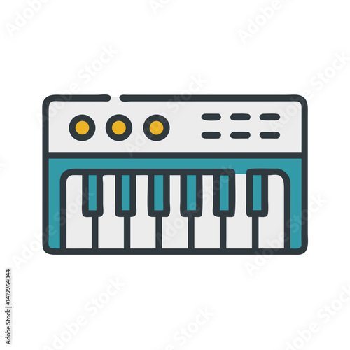 Synthesizer Icon Representing Electronic Keyboard for Digital Music Production and Performance
