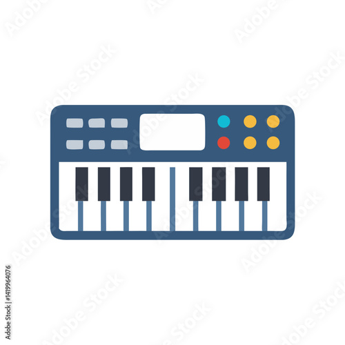 Synthesizer Icon Representing Electronic Keyboard for Digital Music Production and Performance