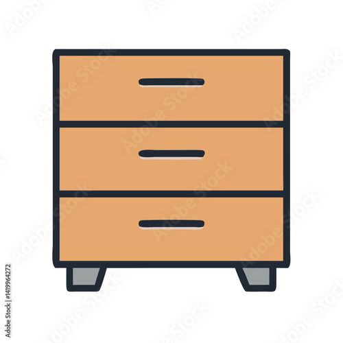 Three-Drawer Chest Icon Representing Compact Storage Furniture for Home Organization