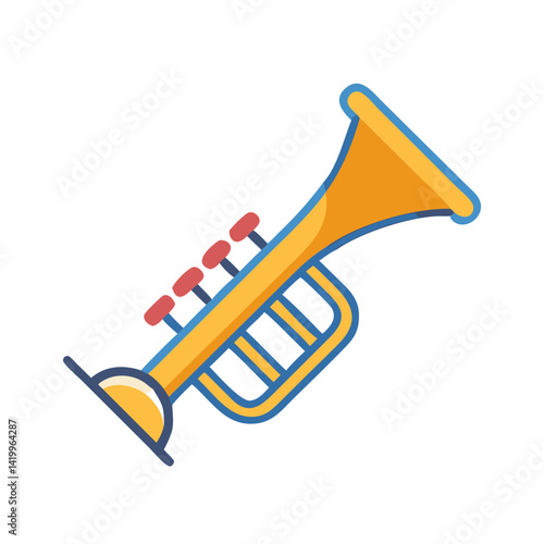 Trumpet Icon Representing Brass Instrument for Musical Performance and Orchestra