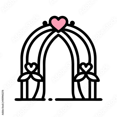Wedding Arch Icon Representing Ceremony Decoration and Romantic Event Setup