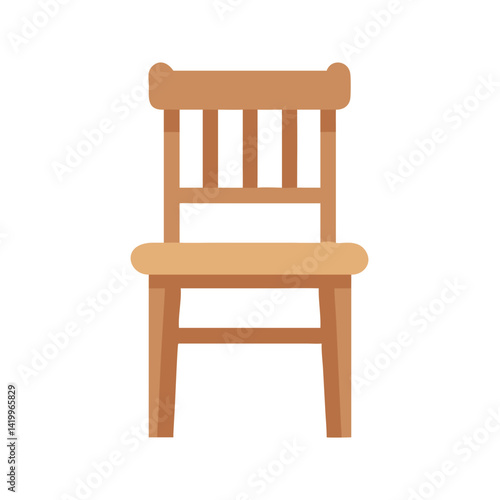 Wooden Chair Icon Representing Dining or Desk Seating Furniture for Home and Office