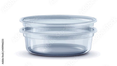 Two translucent, bluish cylindrical containers are stacked on top of each other against a pure white background. The containers appear to be made of a smooth, transparent material.