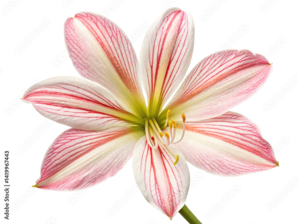 Fototapeta premium stunning azalea flower showcases delicate pink and white petals with striking red veins, creating captivating visual appeal