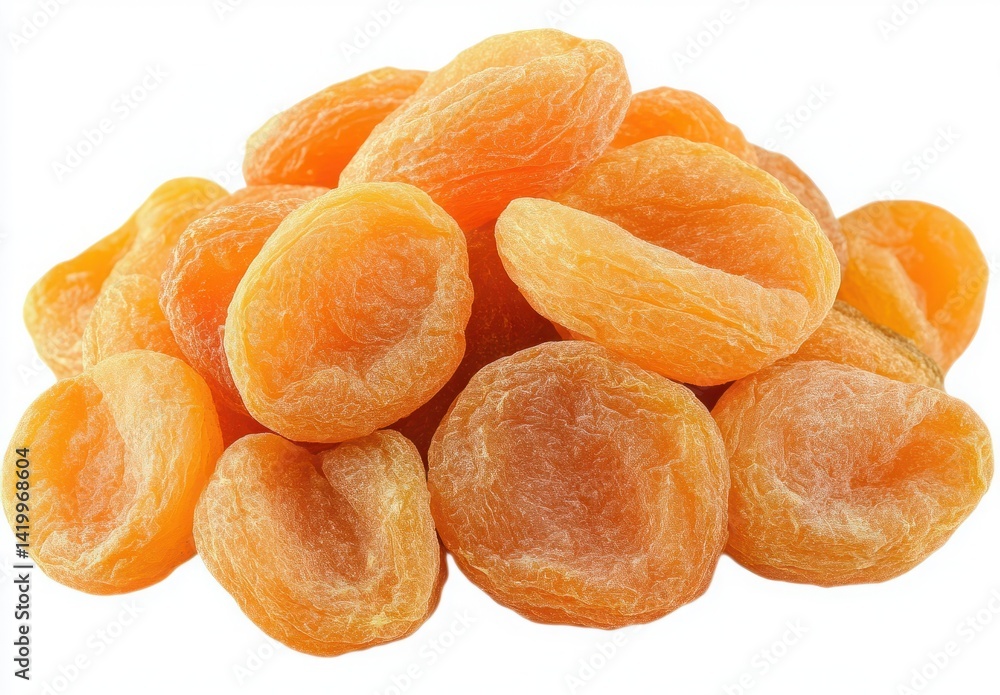 Dried Apricots Pile Close-Up Isolated on White Background Fresh Fruit Snack Healthy Organic Food Rich in Nutrients Dried Apricots Pile Close-Up Isolated on White Background Fresh Fruit Snack Healthy Organic Food Rich in Nutrients