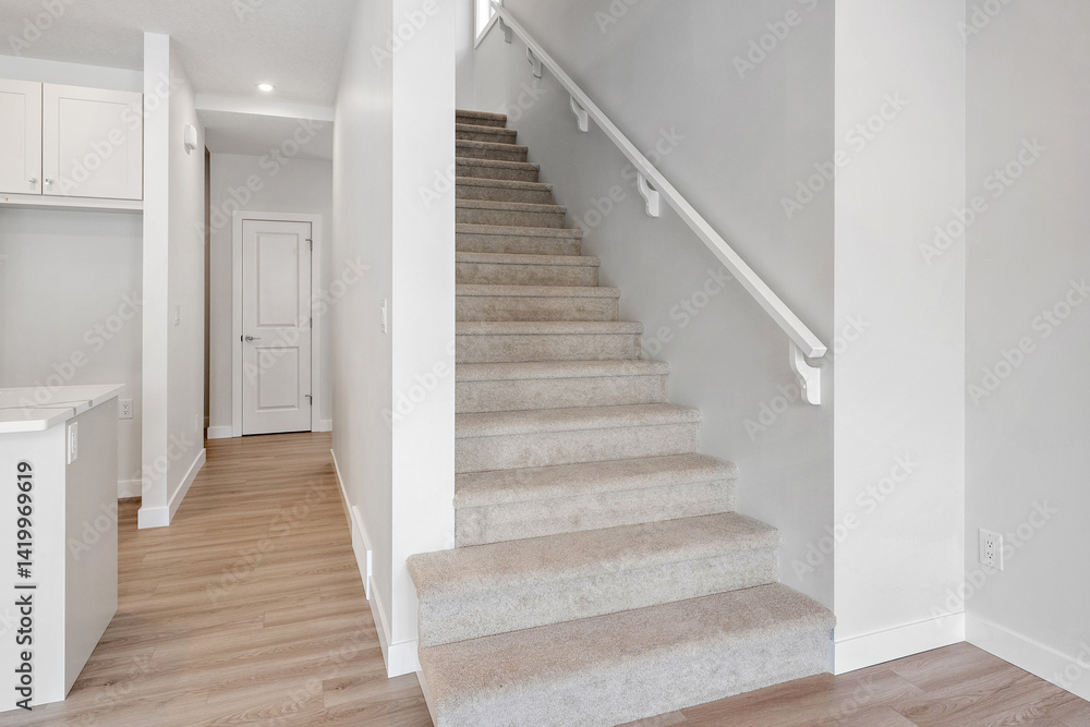 Fototapeta premium Staircase leading up to a white door