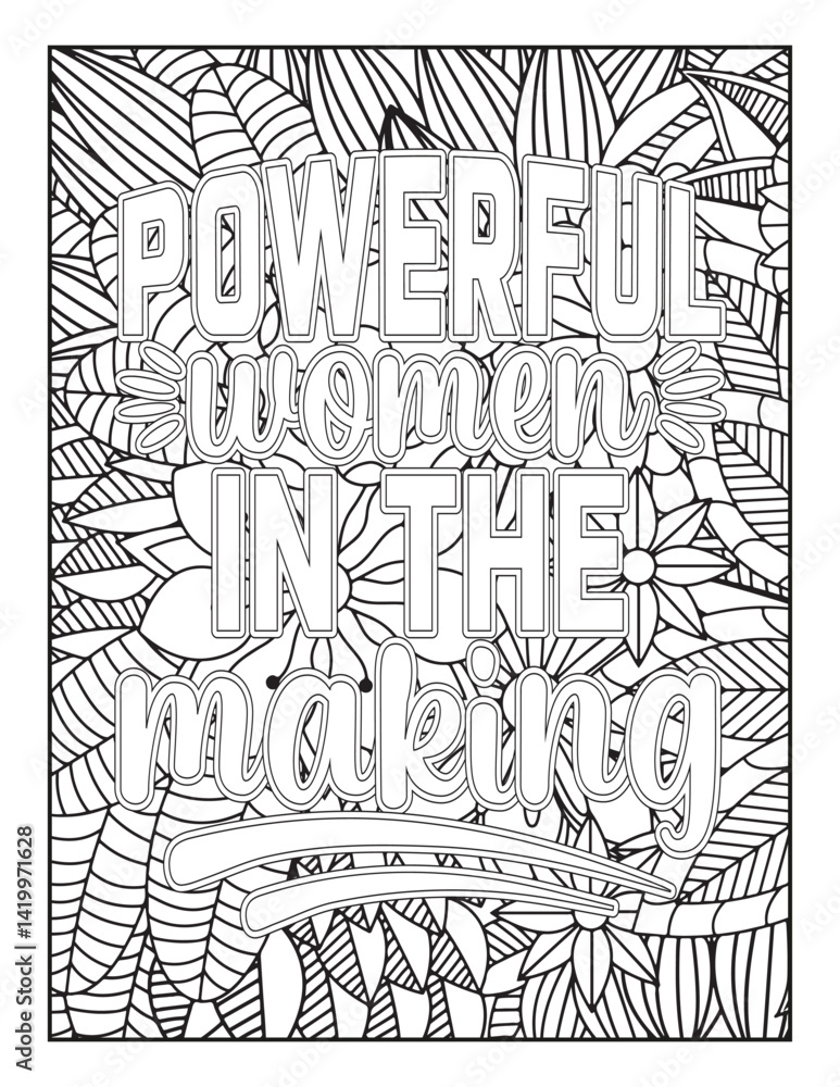 Naklejka premium Womens Day Quotes Coloring Pages. coloring alphabet for kids