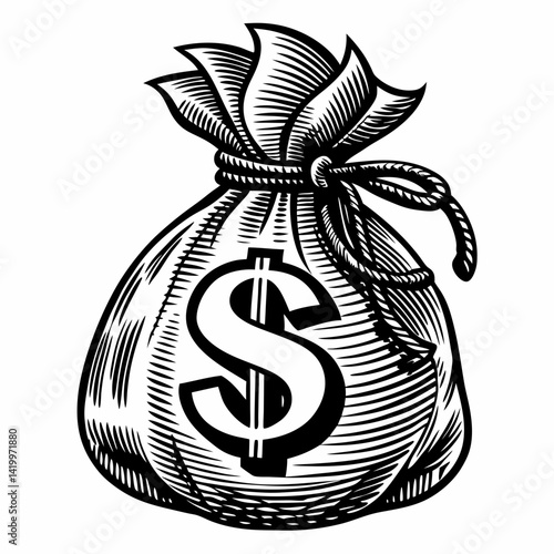 hand drawn illustration of a dollar symbol