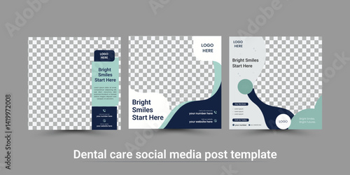 Medical Dental care Social media post template, modern Dentist Instagram & Facebook Design.