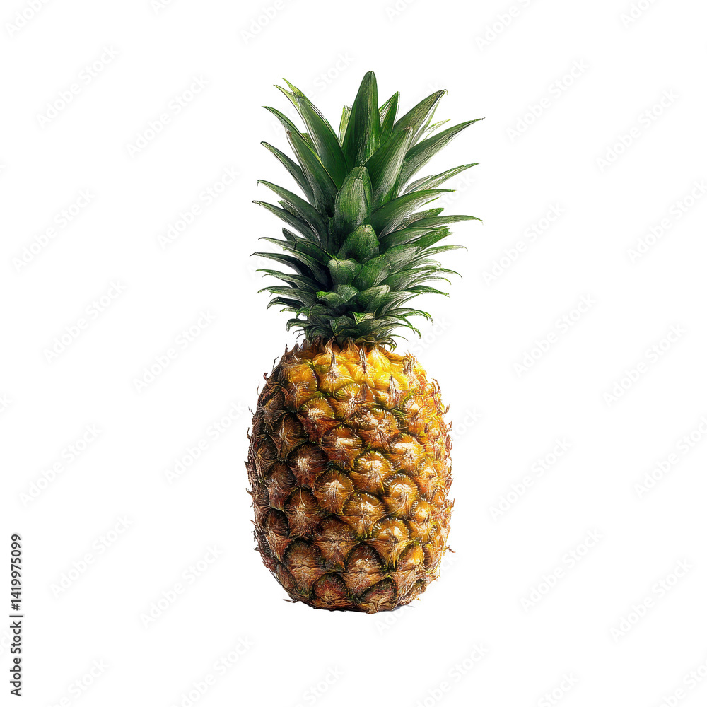 Realistic pineapple standing upright isolated on black Realistic pineapple standing upright isolated on black