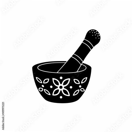 creative Silhouette Mortar and Pestle Icon Vector Illustration 