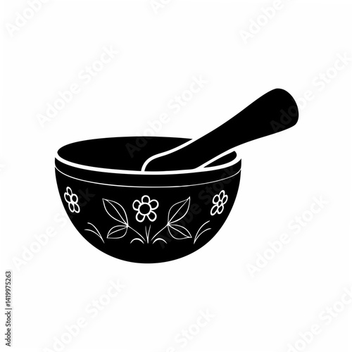 creative Silhouette Mortar and Pestle Icon Vector Illustration 
