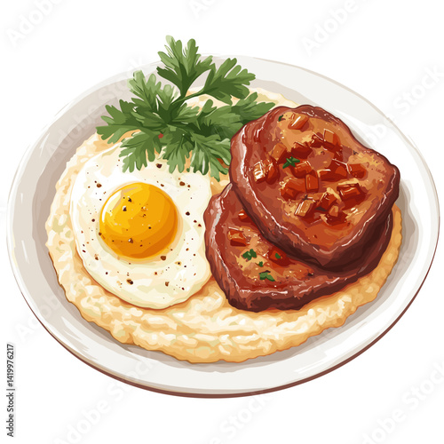 Southern Hog Jowl, Grits & Eggs Country Breakfast