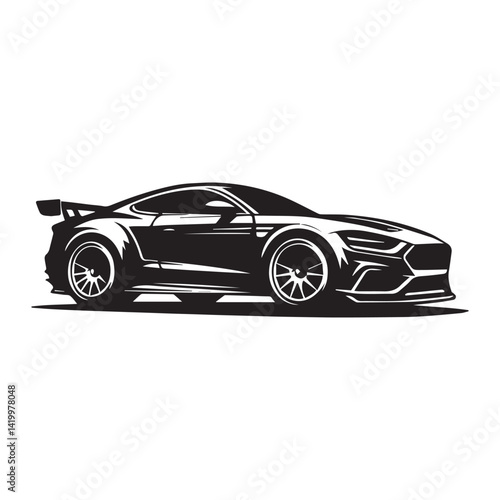 Set of Stylized Car Silhouettes with Creative Urban and Futuristic Elements – Black and White Vector Illustration