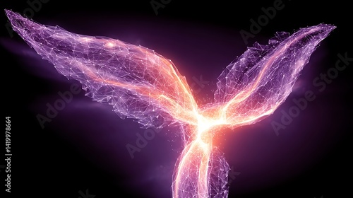 Obraz na płótnie Abstract Representation of Angelic Wings with Digital Network Connection and Luminous Glow. w salonie