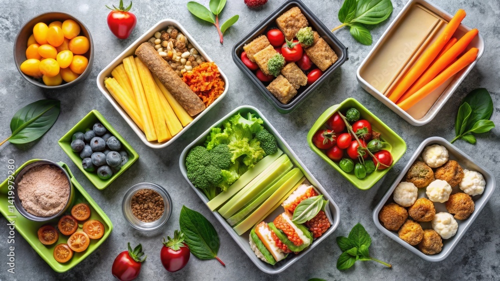 Healthy Meal Prep Colorful and Nutritious Lunch Boxes with Fresh Vegetables, Fruits, and Grains Healthy Meal Prep Colorful and Nutritious Lunch Boxes with Fresh Vegetables, Fruits, and Grains