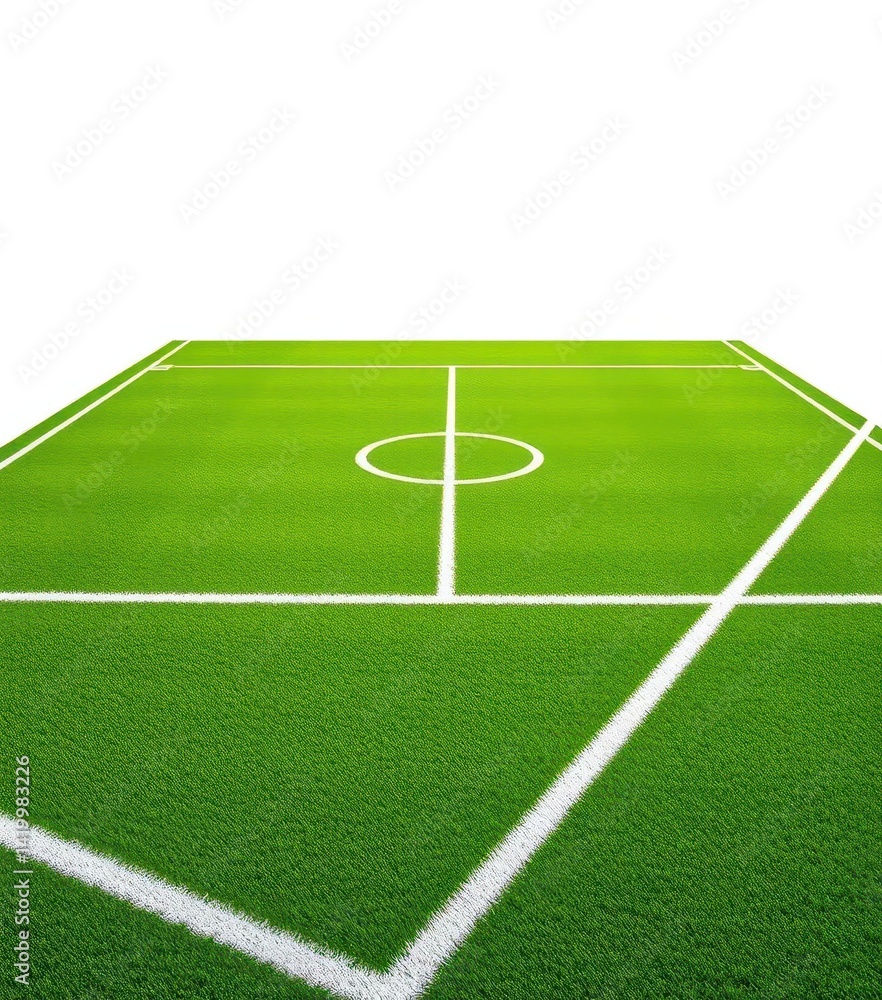 Obraz premium A pristine football field isolated on white, ample copy space, design, hash marks, game day