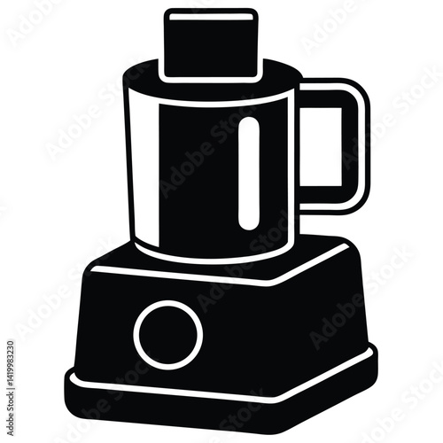 Isolated Black Vector food processor WIith White Background