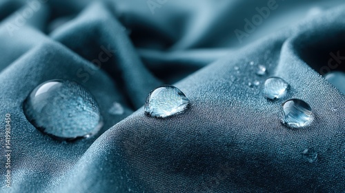 Water Drop on Blue Fabric