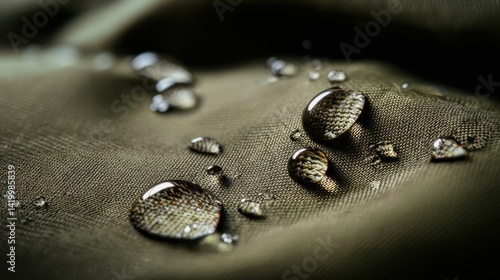 Water Droplets on Green Fabric Material
