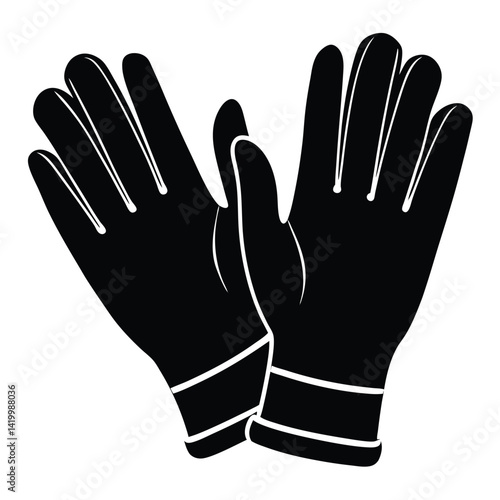 Isolated Black Vector gloves disposable WIith White Background