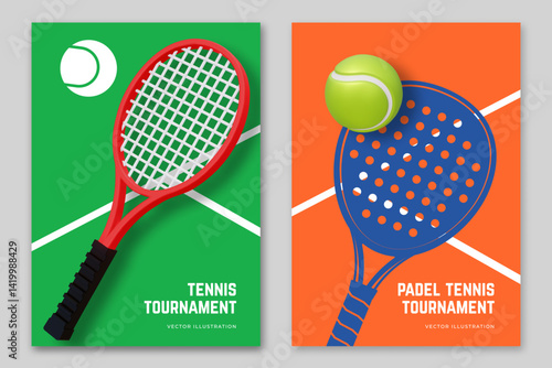 Tennis and Padel tennis championship or tournament poster design. Vector illustration