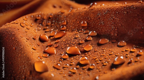 Water Droplet on Orange Fabric Surface